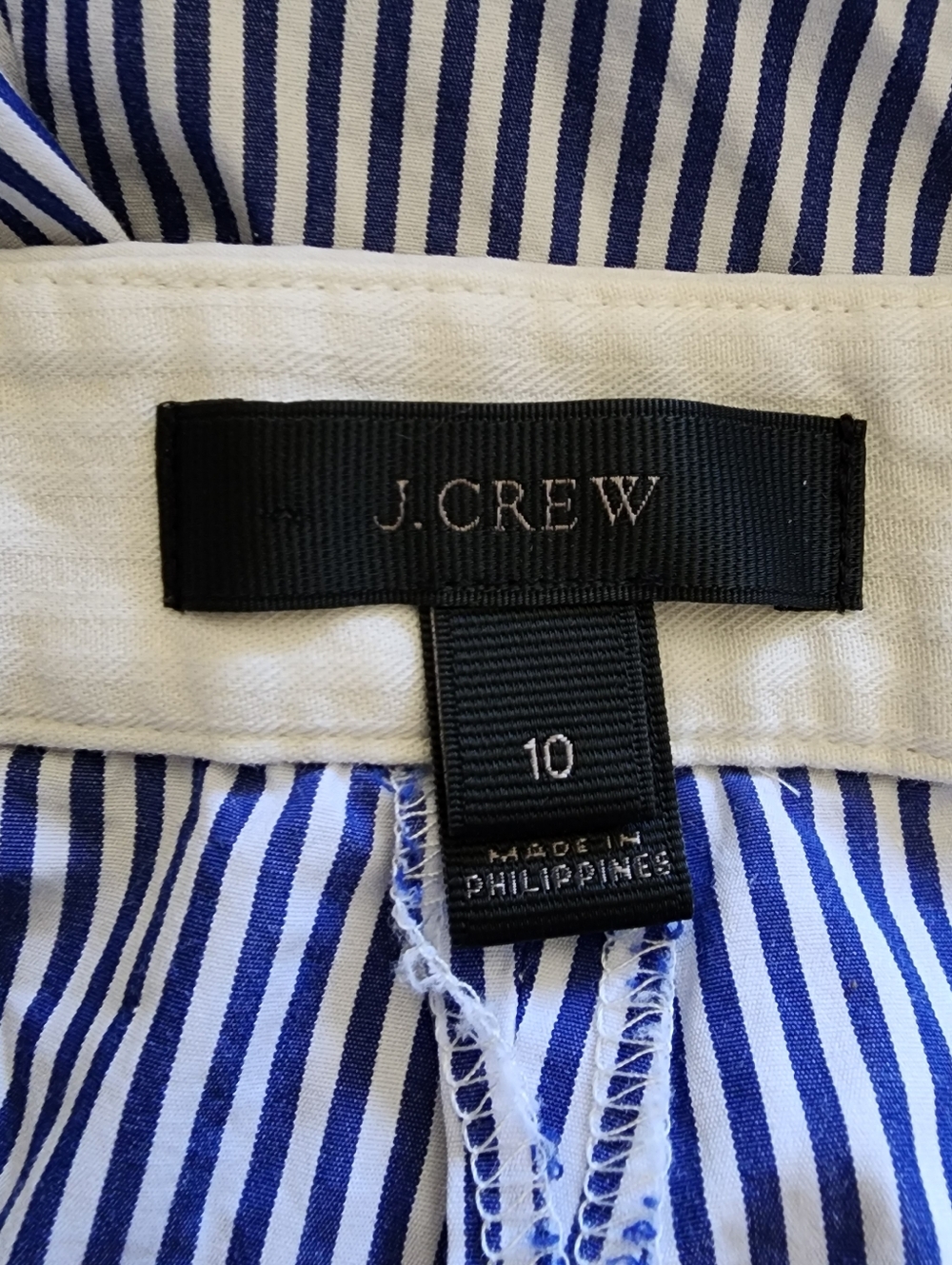 J. Crew Pants Womens Size 10 Blue White Stripe Wide Leg Culotte Crop Pleated - Picture 6 of 7